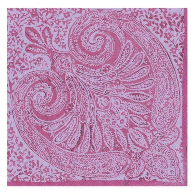 Paisley Medallion Raspberry Paper Cocktail Napkins