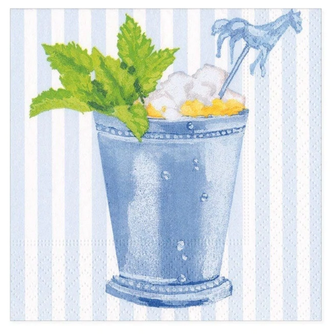 Mint Julep Blue Paper Cocktail Napkins