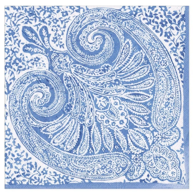 Paisley Medallion Blue Paper Luncheon Napkins