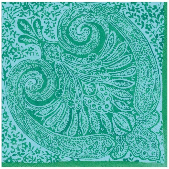 Paisley Medallion Turquoise Paper Luncheon Napkins