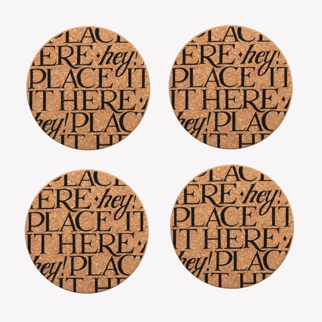 Black Toast Cork Coasters, Set of 4