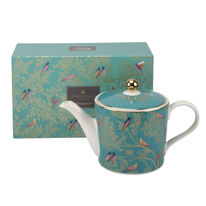 Sara Miller Chelsea Collection Green Birds Teapot