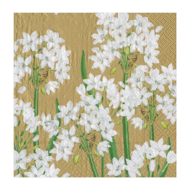 Paperwhites Gold Luncheon Napkins
