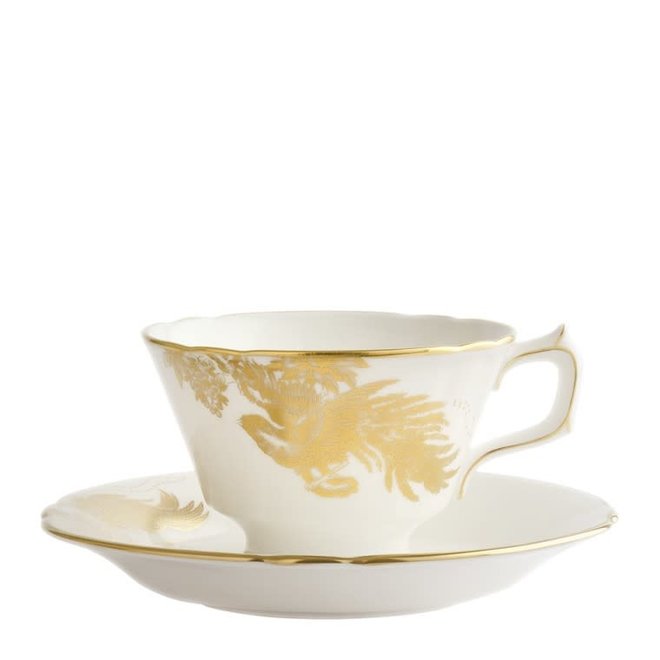 Gold Aves Motif Teacup & Saucer