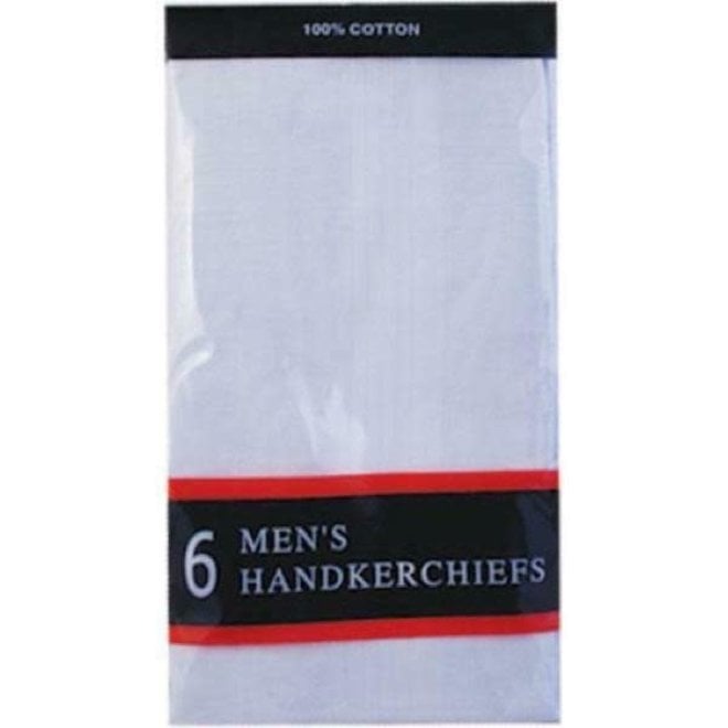 Samuel Lamont Men's 6 White Satin Border Handkerchiefs