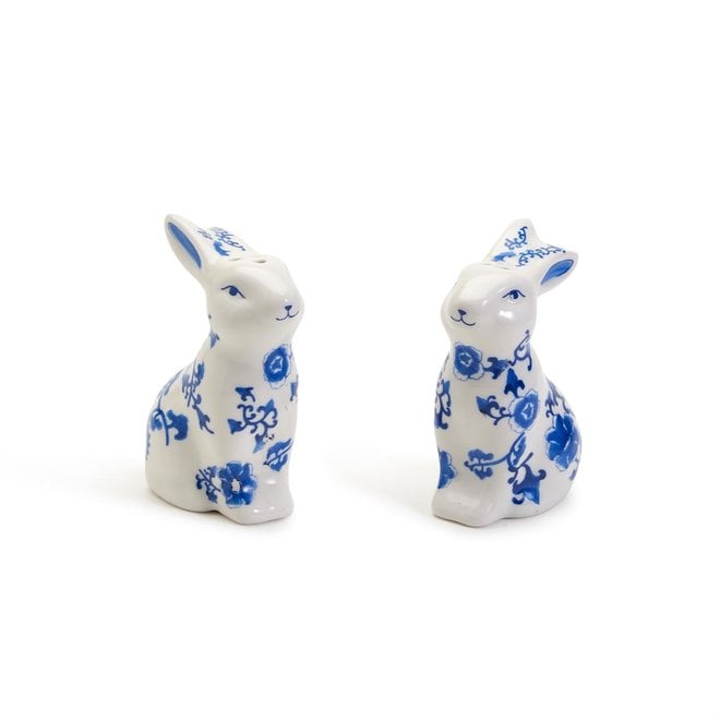 Blue & White Bunny Salt & Pepper Shakers