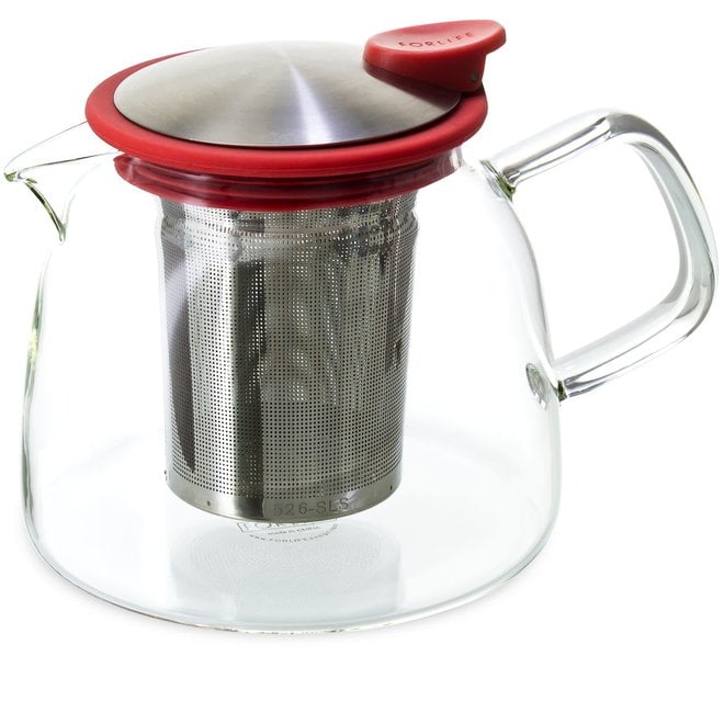 Bell Glass Teapot with Basket Infuser - Red