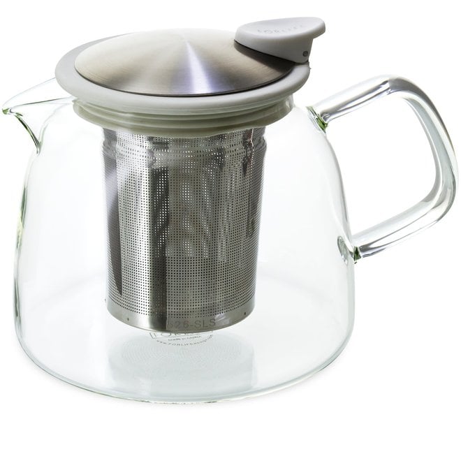 Bell Glass Teapot with Basket Infuser - White