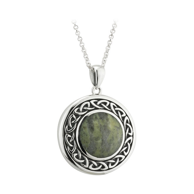 Connemara Marble Round Celtic Pendant Necklace