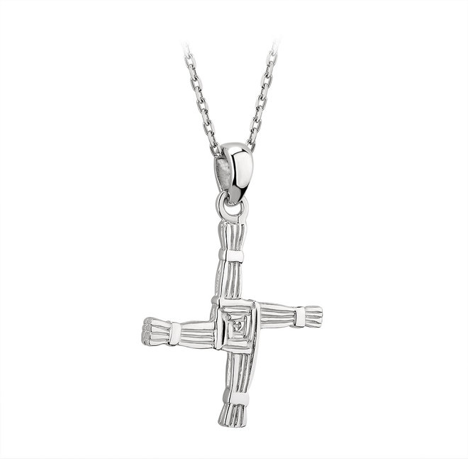 Silver St. Brigid Cross Pendant Necklace