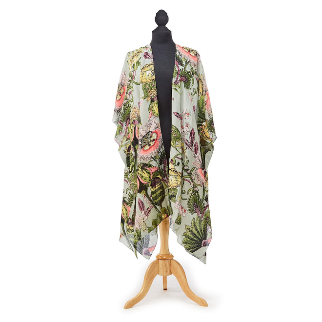 Eccentric Bloom Putty Long Kimono