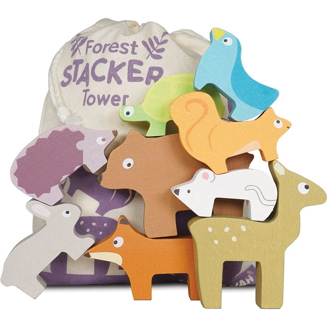 Wooden Petilou Forest Stacker Puzzle & Bag