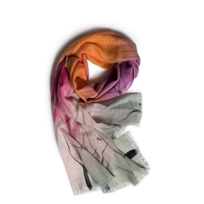 Marino Wool Scarf in Dust, Pink & Orange