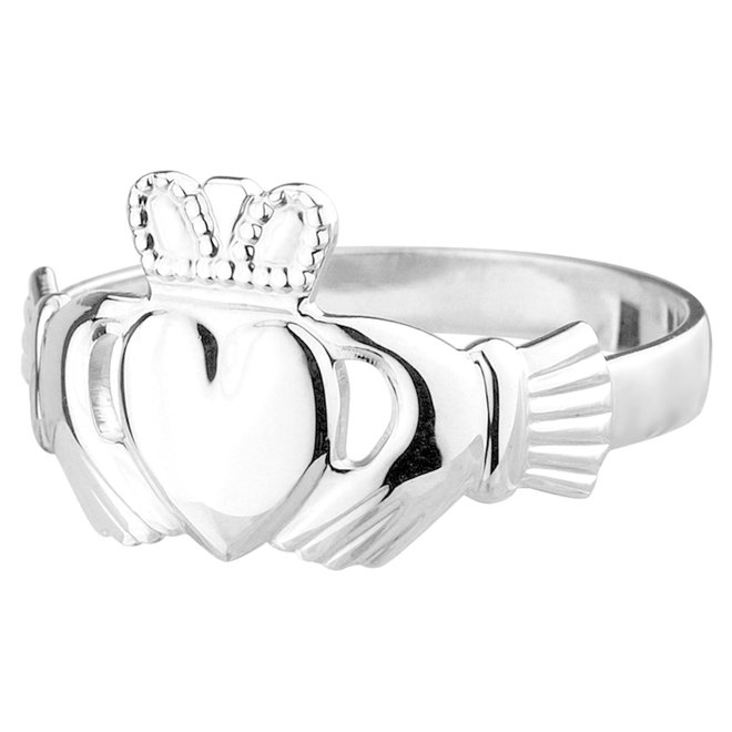 Gents Sterling Silver Claddagh Ring, Size 11.5