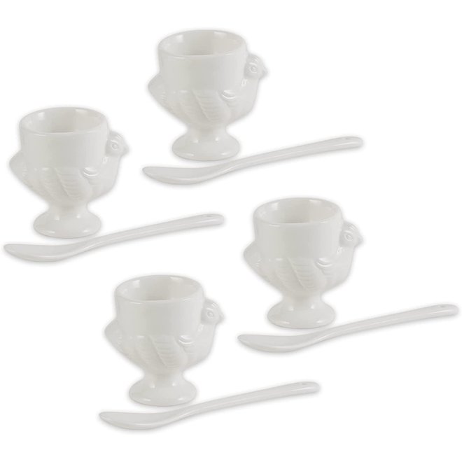 Hen Egg Cups & Spoons, Set of 4