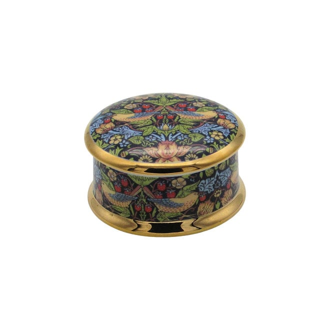 William Morris Strawberry Thief Design Round Trinket Box