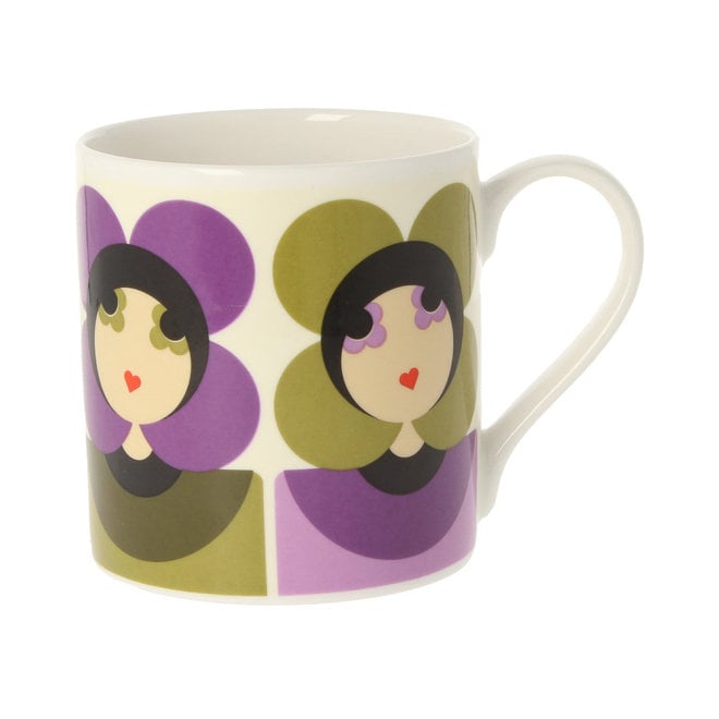 Orla Kiely Luna Purple & Olive Mug