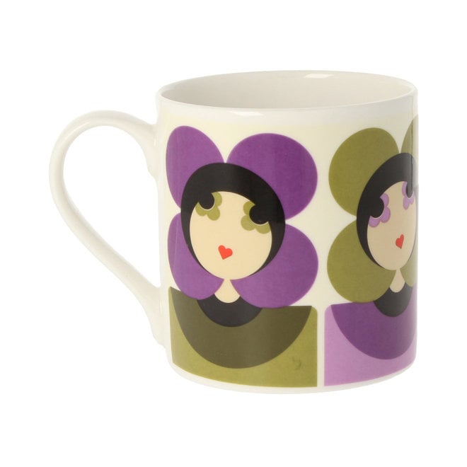Orla Kiely Luna Purple & Olive Mug