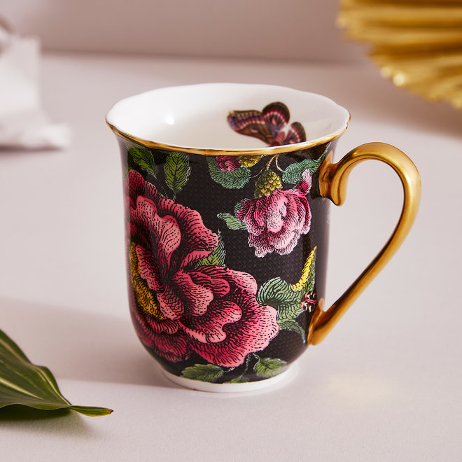 Creatures of Curiosity Black Floral Mug
