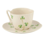 Belleek Shamrock Harp Teacup & Saucer