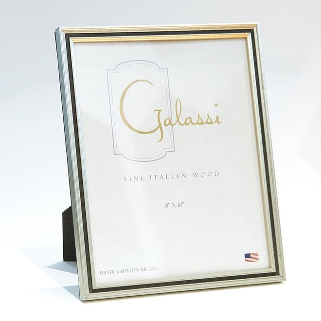 Galassi 8 inch x 10 inch Silver Picture Frame With Black Channel