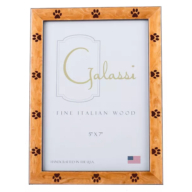 Galassi 5 inch x 7 inch Cashmere Burl Picture Frame with Brown Paw