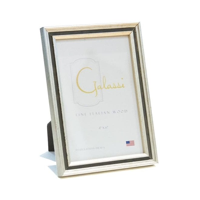 Galassi 4 inch x 6 inch Silver Picture Frame with Black Channel