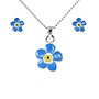 Forget Me Not Enamel Pendant Necklace & Earring Set