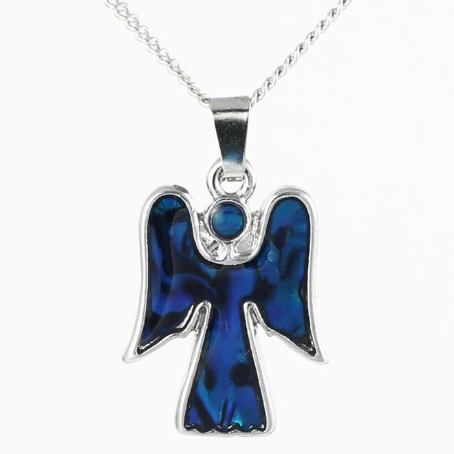 Paua Shell Angel Pendant Necklace