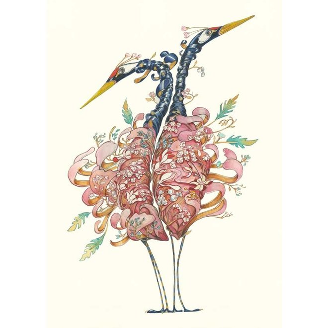 Watercolor Two Cranes Card