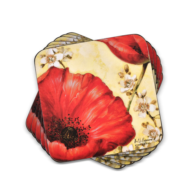 Red Poppy Blossoms Coasters