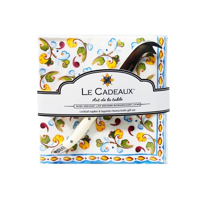 Toscana Paper Cocktail Napkins with Small Cheese Knife Gift Set