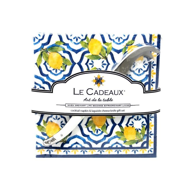 Palermo Paper Cocktail Napkins with Small Cheese Knife Gift Set