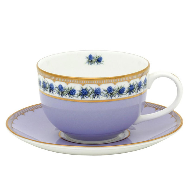 Castle of Mey  Shell Garden Floral Thistle Lilac Teacup & Saucer