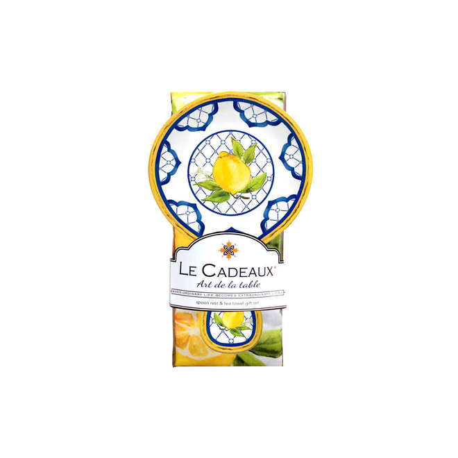 Lemon Basil Spoon Rest and Tea Towel Gift Set