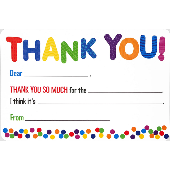 Kids' Fill-in Thank You Notes