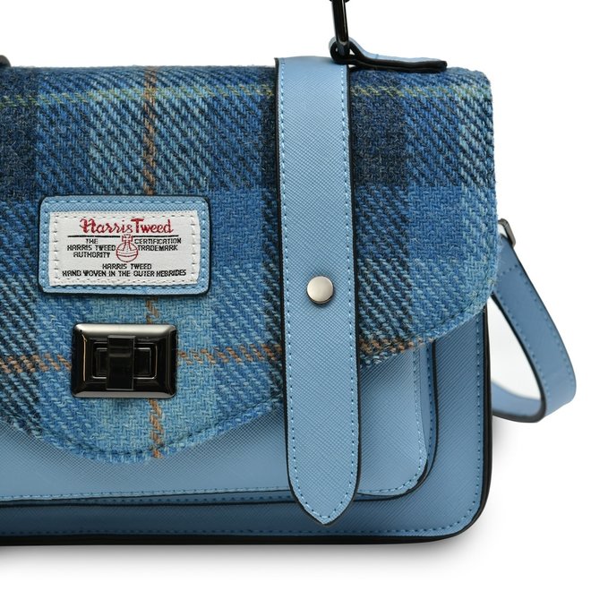 Harris Tweed Blue Tartan Mini Satchel