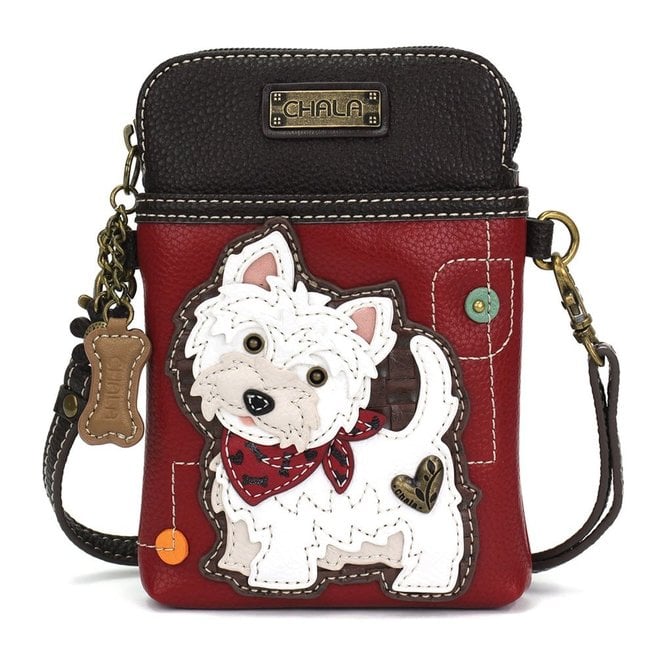 Westie Crossbody Cellphone Bag, Burgundy