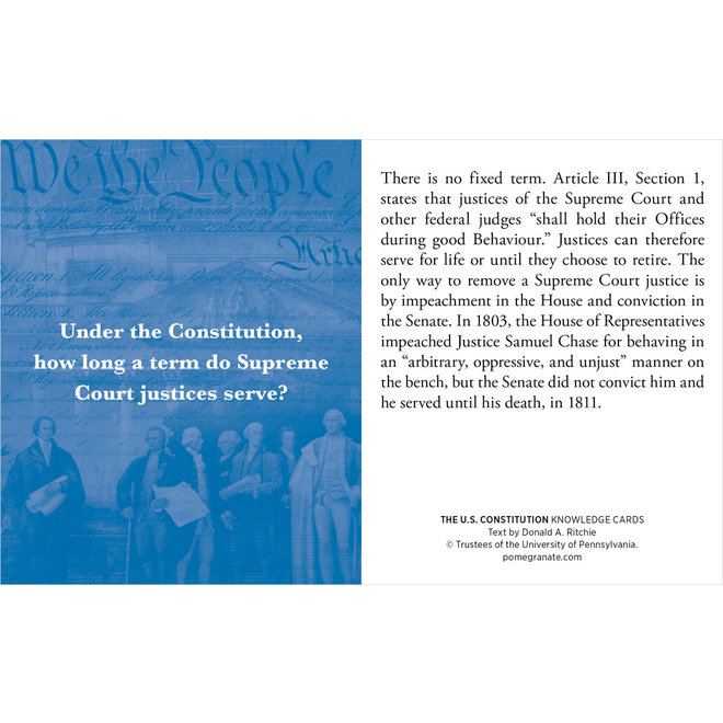 The U.S. Constitution Quiz Deck Knowledge Cards