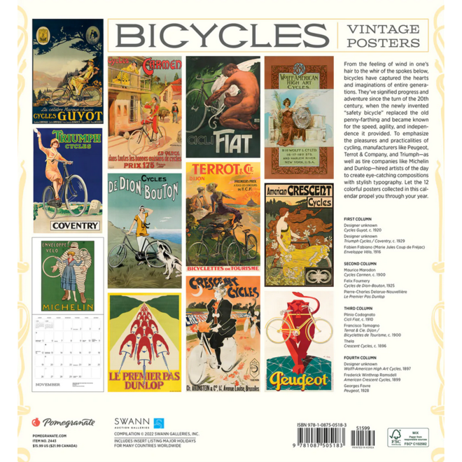 Bicycles: Vintage Posters 2023 Wall Calendar