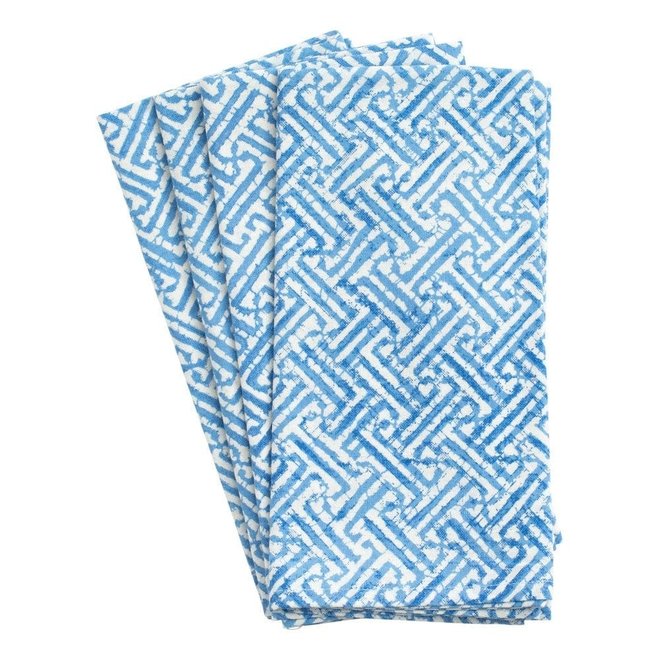 Fretwork Blue Cotton Napkin Set