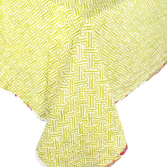 Passage to India & Green Fretwork Reversible Square Tablecloth