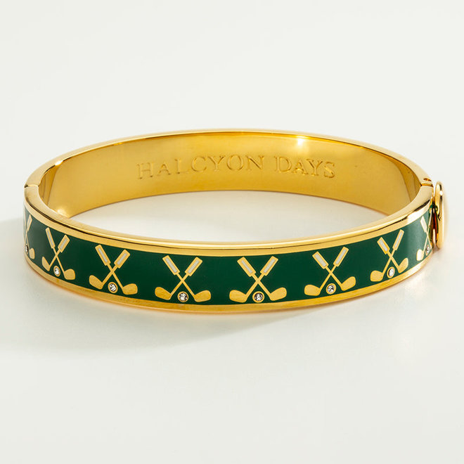 Golf Club Emerald & Gold Hinged Bangle