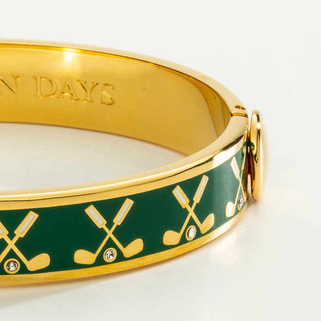 Golf Club Emerald & Gold Hinged Bangle