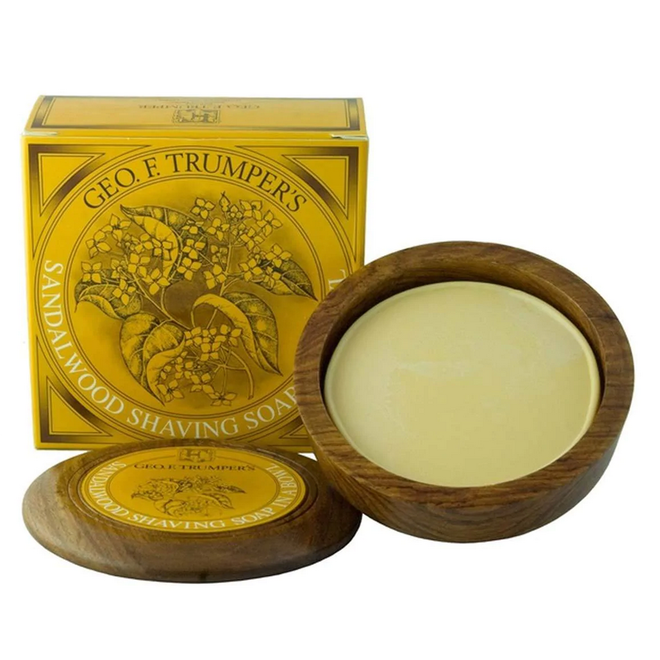 Sandalwood Shaving Soap in Wooden Bowl