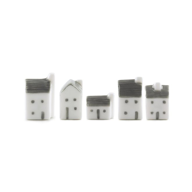 Porcelain Street Houses Set of 5 in Gift Box