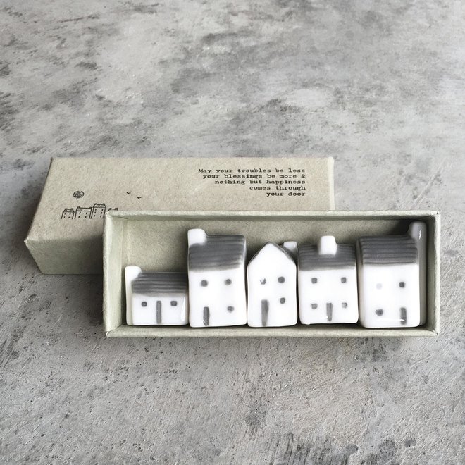 Porcelain Street Houses Set of 5 in Gift Box