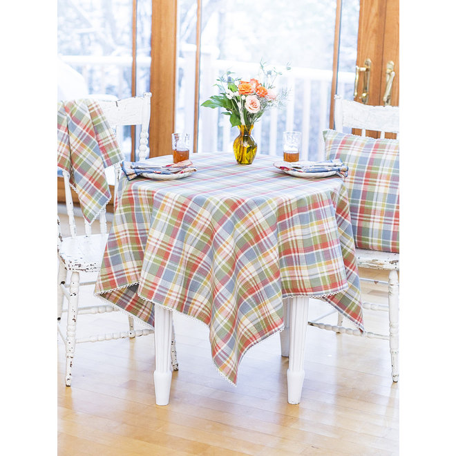 Sunwashed Plaid Square Tablecloth