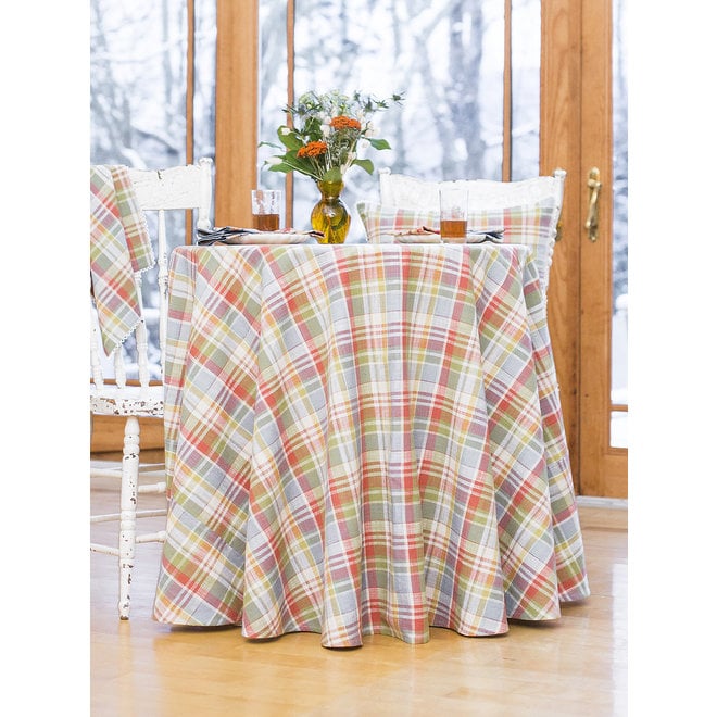Sunwashed Plaid Round Tablecloth