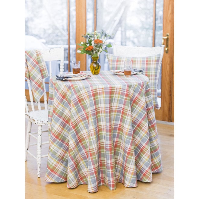 Sunwashed Plaid Round Tablecloth